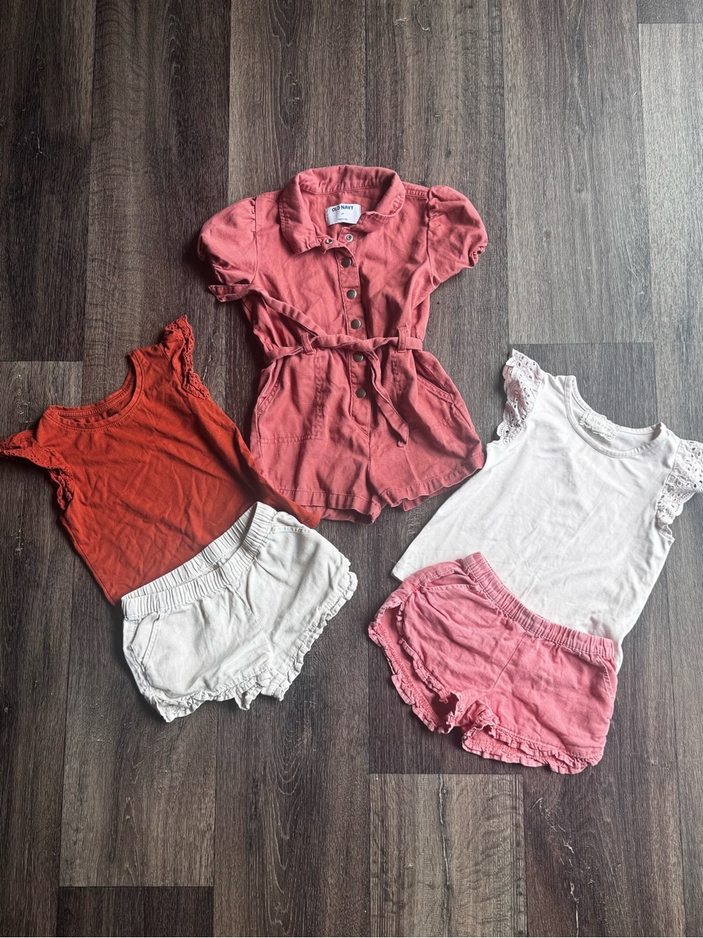 Cat & Jack Pink Button-Front Romper with Tie Waist
